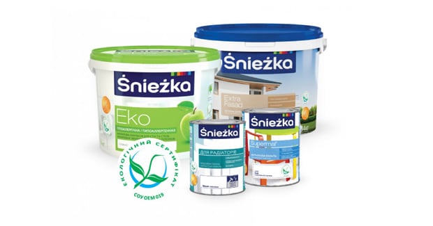 Продукція ТМ Sniezka, маркована значком «Зелений журавлик»